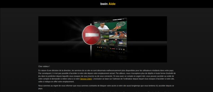 Capture de la page d'accueil du site Bwin, opérateur agréé ANJ