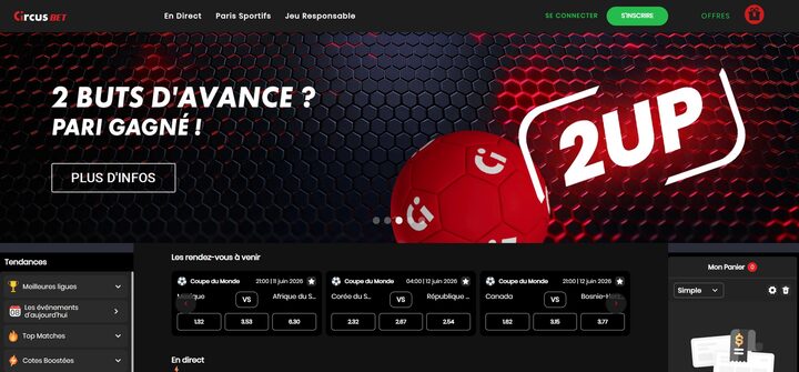 Capture de la page d'accueil du site Circusbet, opérateur agréé ANJ