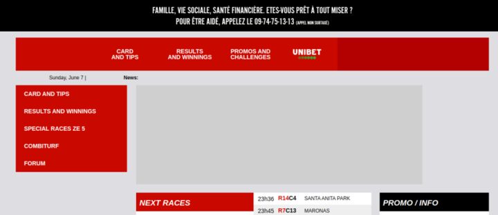 Capture de la page d'accueil du site ZEturf, opérateur agréé ANJ