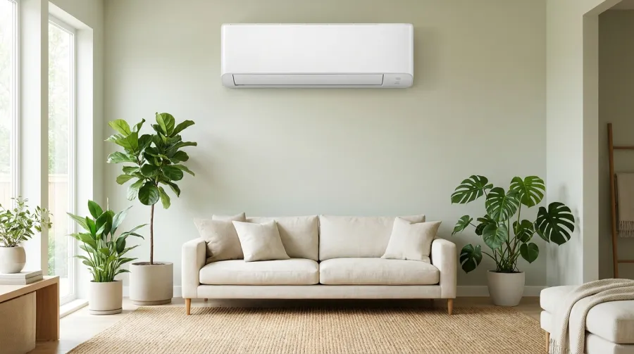Climatiseur reversible air-air mural dans un salon