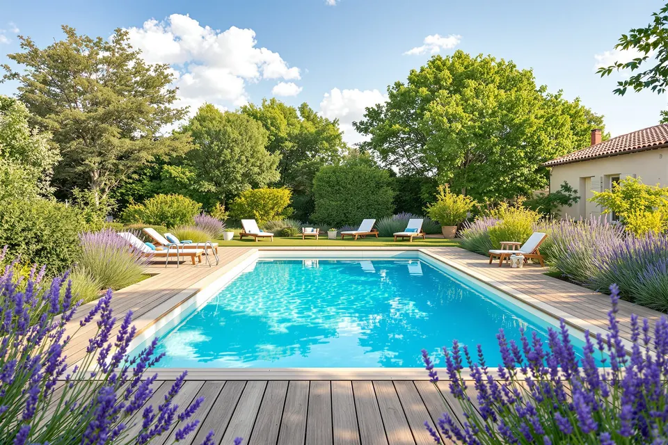 Une terrasse en bois autour du bassin rend la piscine plus agréable, mais compte pour plusieurs milliers d'euros.