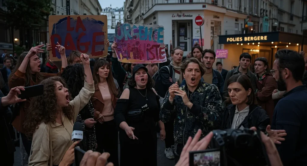Ary Abittan interrompu aux Folies Bergère par 4 militantes féministes