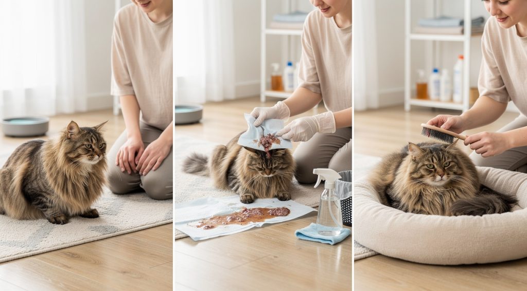 Boules de poils chat qui vomit : causes, risques et solutions