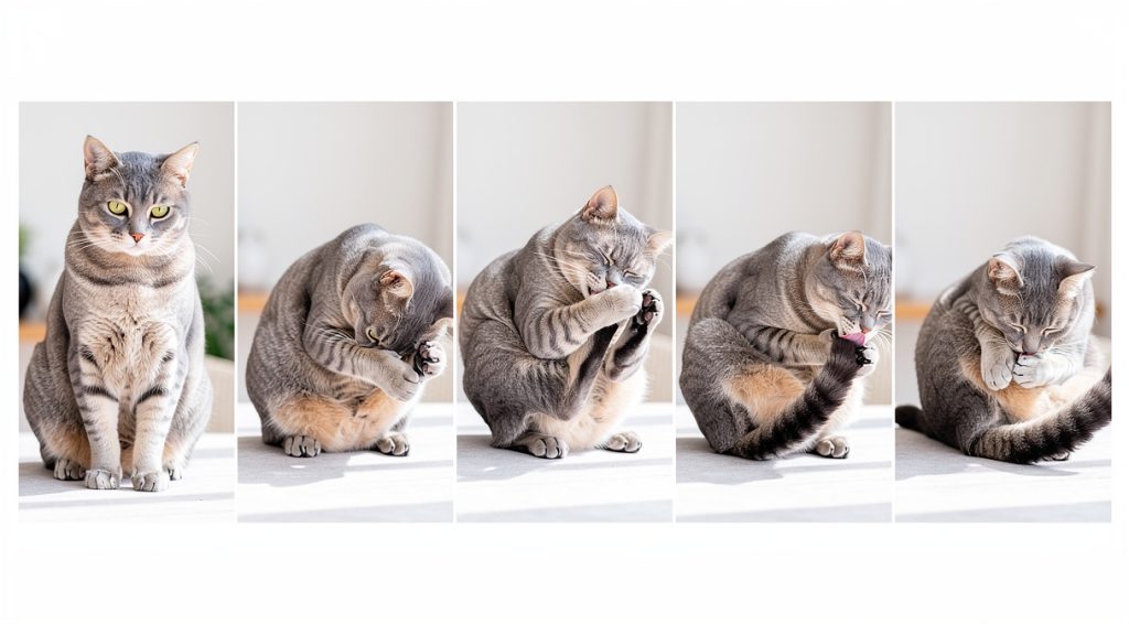 Chat qui se lèche beaucoup : causes et solutions