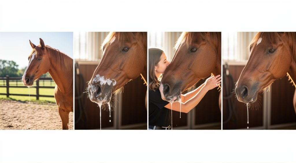 Cheval qui bave : causes, symptômes et solutions