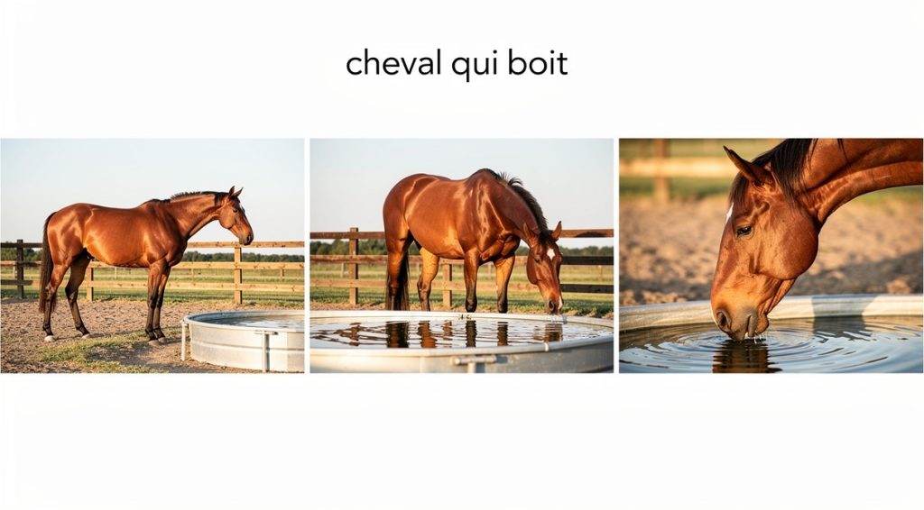 Cheval qui boit : besoins, hydratation et prévention de la déshydratation