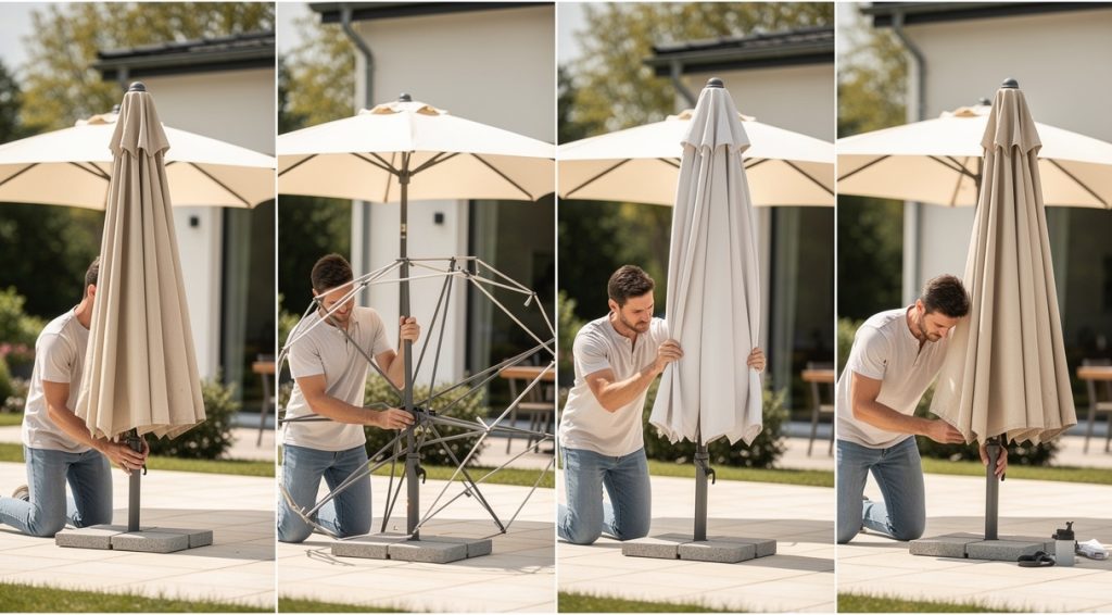 Comment changer une toile de parasol déporté