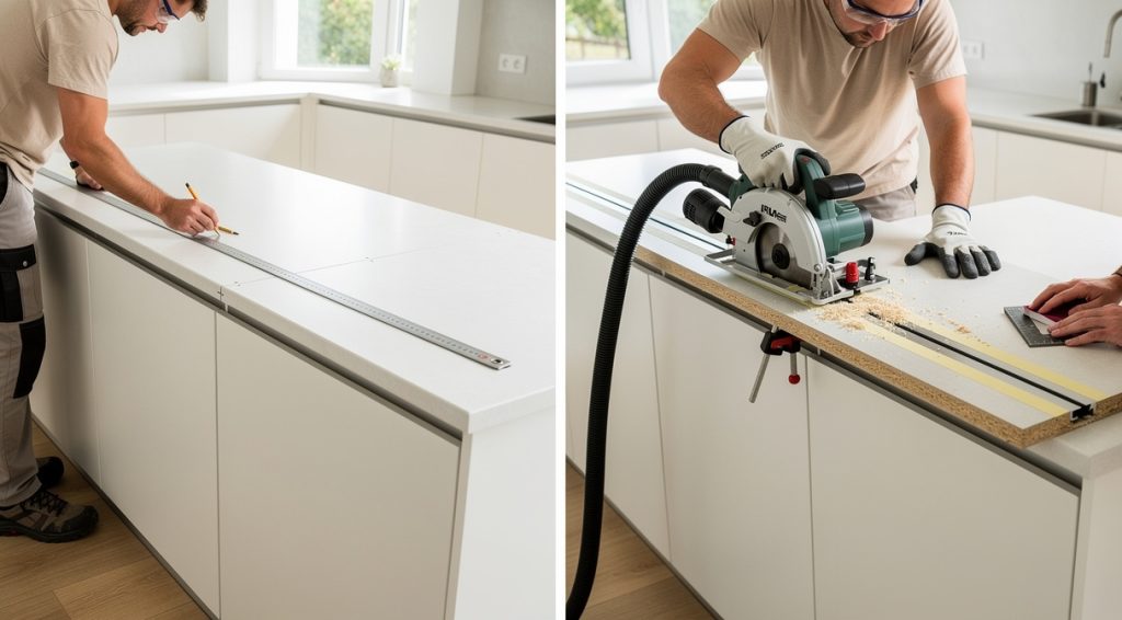 Comment couper un plan de travail stratifié