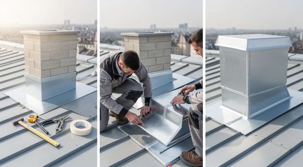 Comment faire un abergement de cheminée en zinc