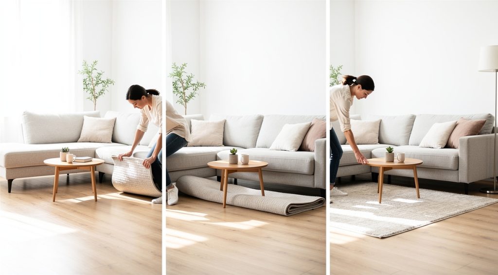 Comment mettre un tapis sous un canapé d&rsquo;angle