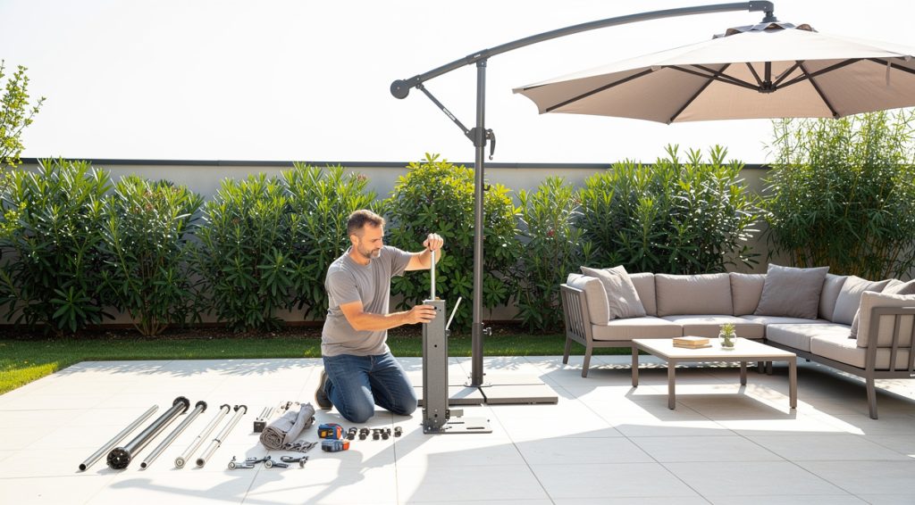 Comment monter un parasol déporté : guide complet