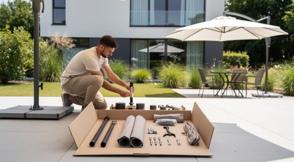 Comment monter un parasol déporté : guide pratique