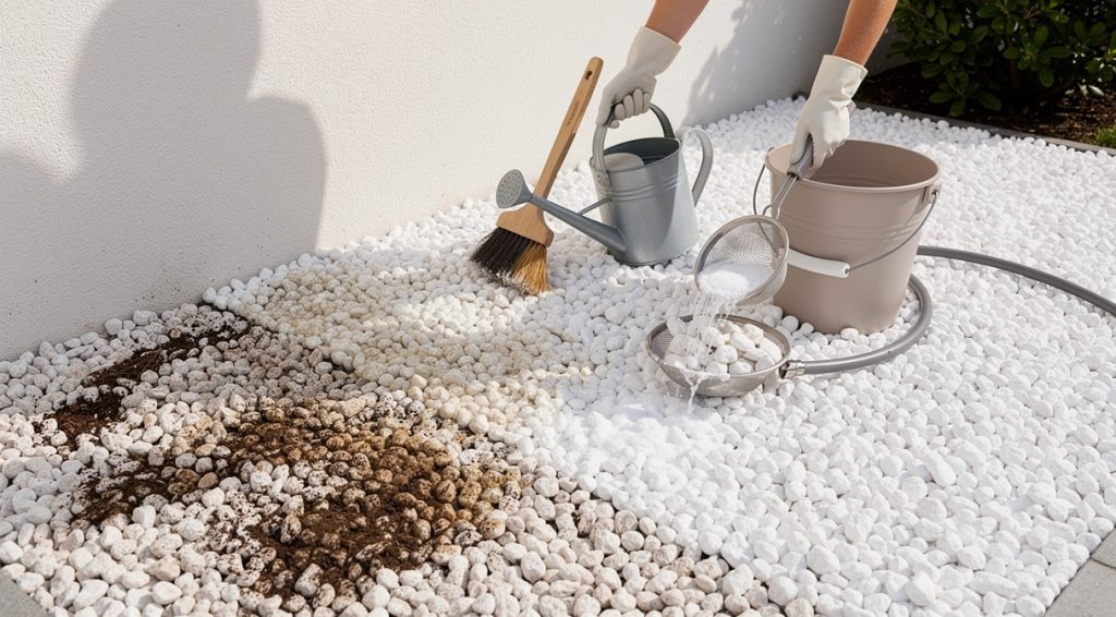 Comment nettoyer des cailloux blancs extérieurs