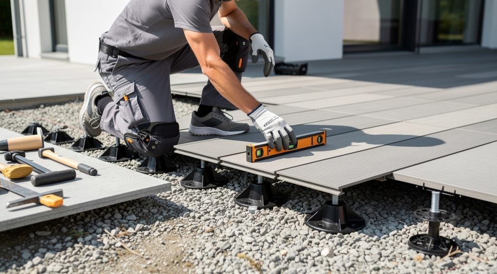 Comment poser une terrasse sur plot