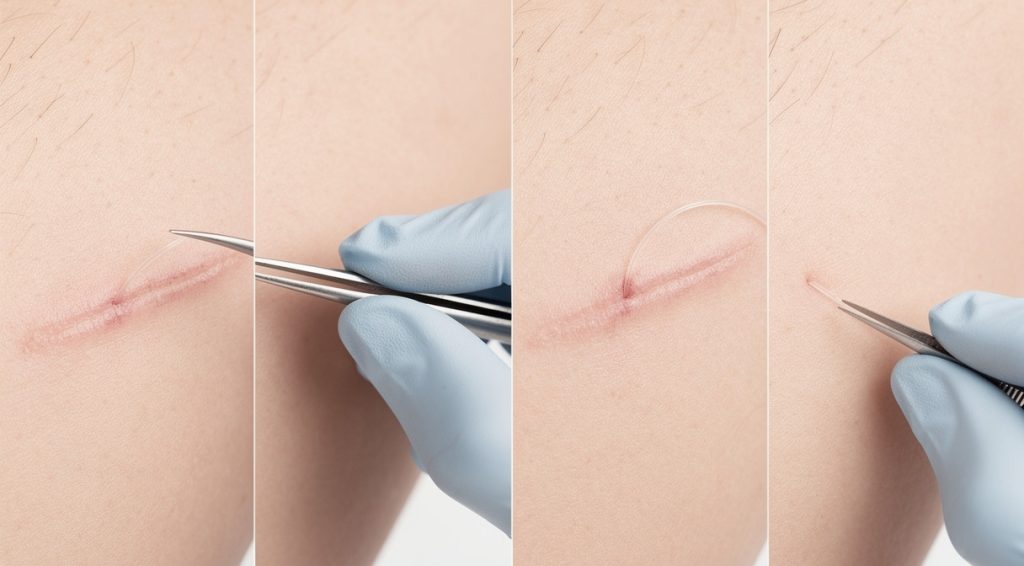 Fil résorbable qui ressort de la cicatrice : causes et solutions
