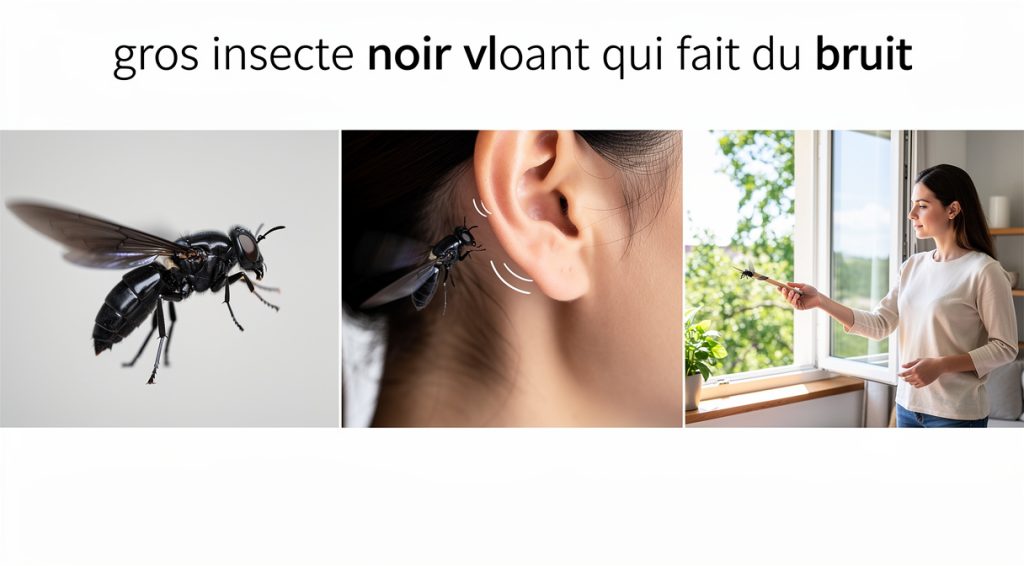 Gros insecte noir volant qui fait du bruit : identification et conseils