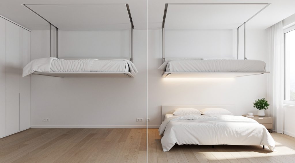 Lit qui descend du plafond : guide complet et solutions gain de place