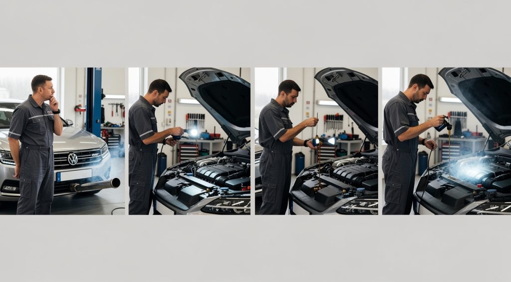 Moteur diesel qui fume bleu : causes, diagnostic et solutions