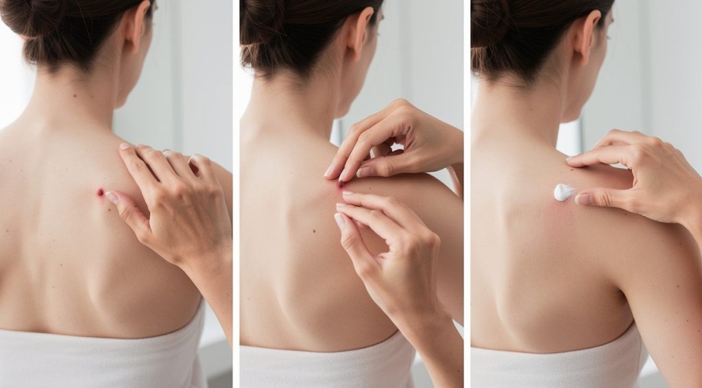 Petit bouton dans le dos qui gratte : causes, solutions et traitements