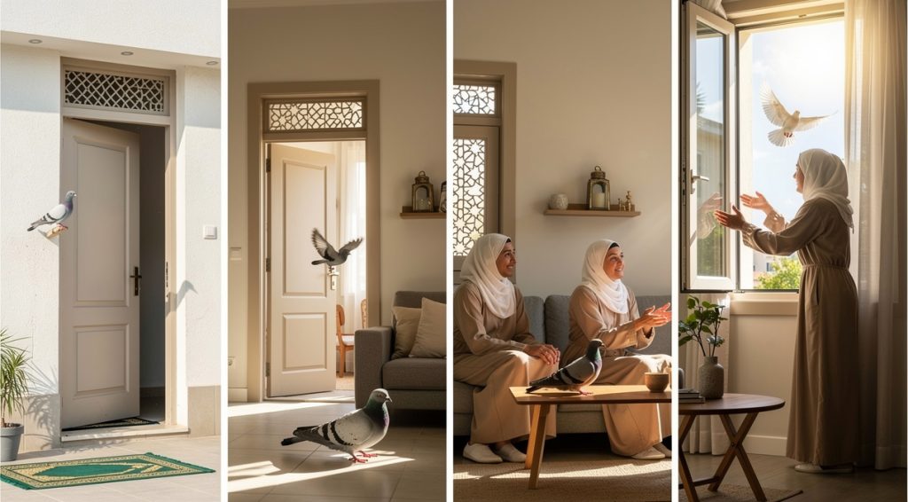 Pigeon qui rentre dans une maison signification islam : interprétations spirituelles et symboliques