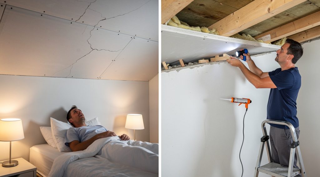 Plafond qui craque la nuit : causes et solutions efficaces