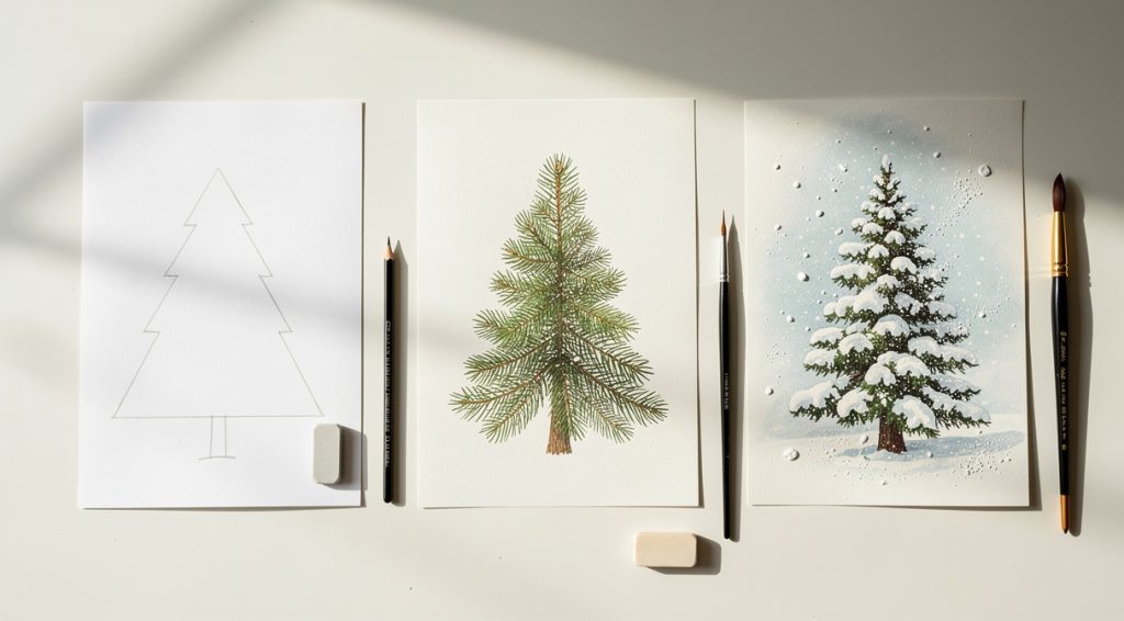 Sapin qui neige : guide complet pour créer l&rsquo;effet enneigé parfait