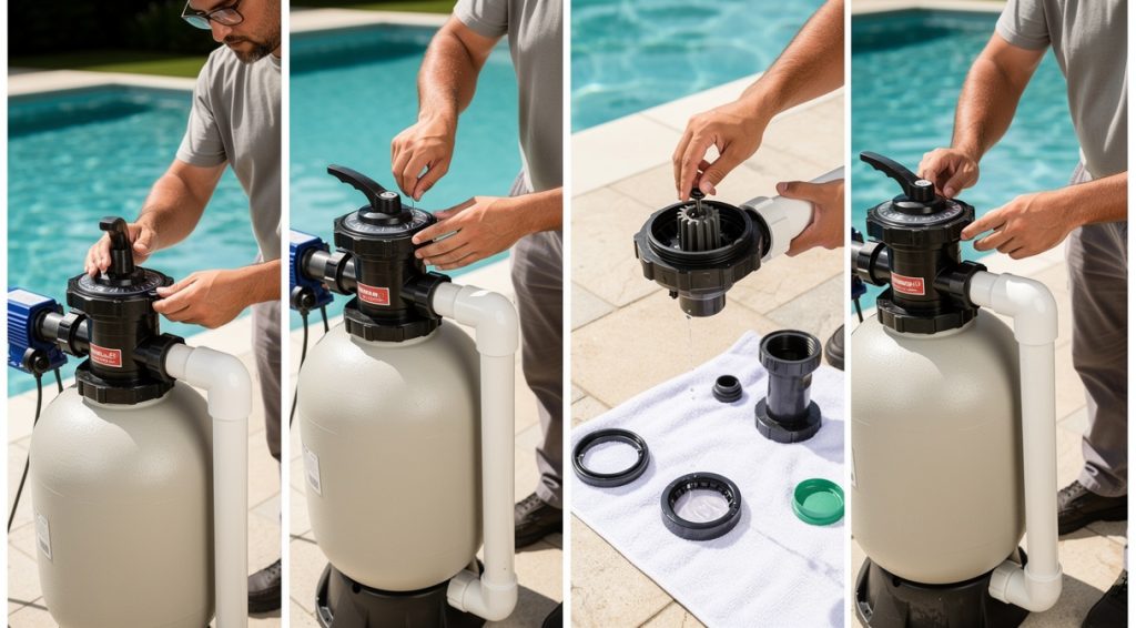 Vanne 6 voies piscine qui fuit : causes, diagnostic et réparation