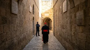 Photo : Jérusalem : le Patriarche latin bloqué au Saint-Sépulcre