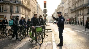 Infographie sur les infractions cyclistes à Paris : amendes théoriques, contrôles ponctuels et vide réglementaire dénoncé par la CFTC-Police