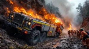 Ariège : un camion de pompiers chute de 60 mètres dans un ravin à Bédeilhac-et-Aynat