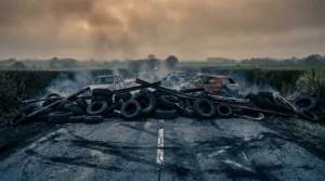 Bure : barricades et incendies sur la D138 lors d&rsquo;une manifestation interdite contre Cigéo