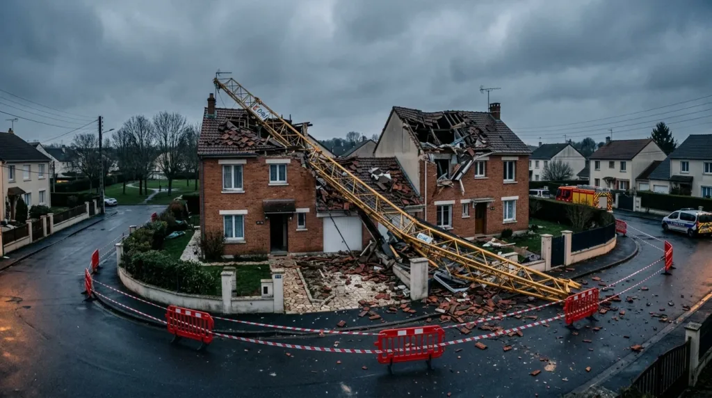 Combs-la-Ville : une grue de 150 tonnes s&rsquo;effondre sur deux pavillons, aucun blessé