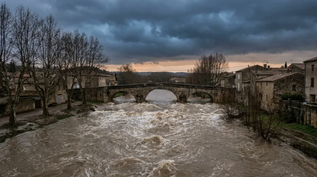 Coursan inondée : évacuations après la crue de l&rsquo;Aude le 15 avril