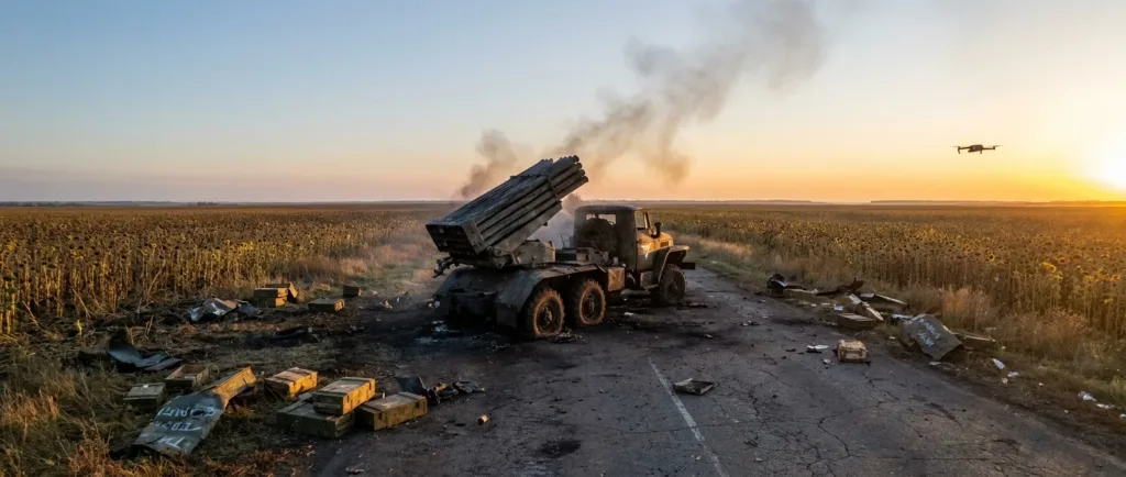 Drone FP-2 ukrainien neutralise un Tornado-S russe à Melitopol