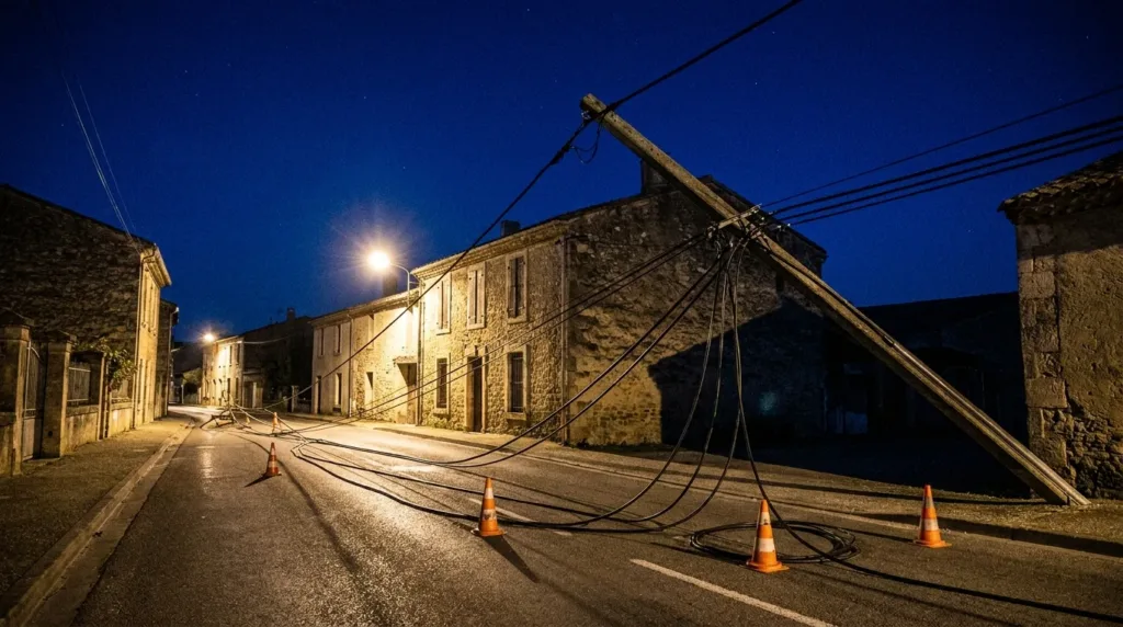 Espéraza : une voiture arrache les lignes électriques avenue de Carcassonne