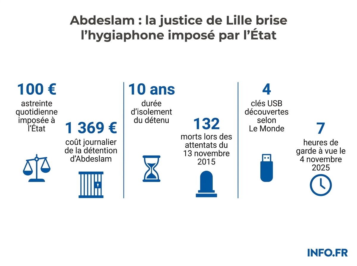 Les chiffres clés de la décision du tribunal administratif de Lille concernant les conditions de parloir de Salah Abdeslam.
