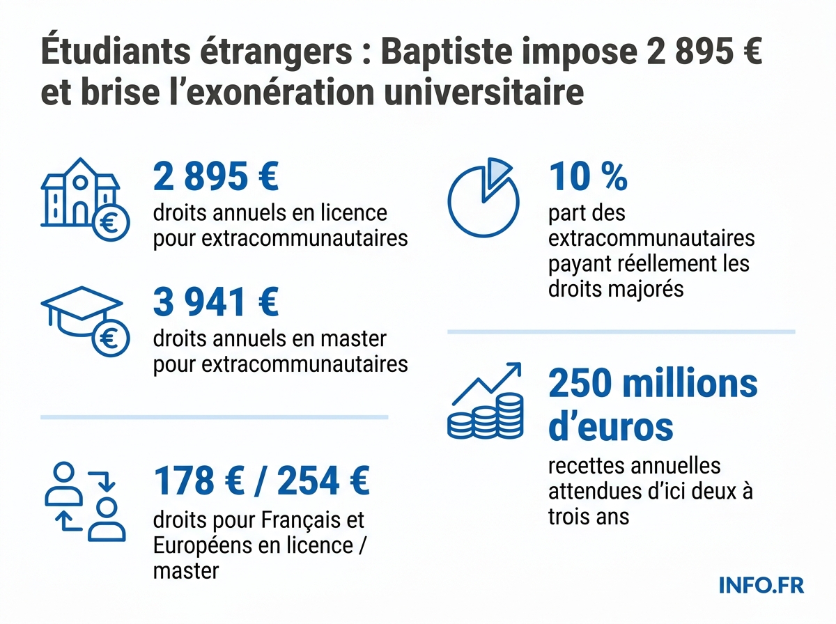 Comparatif des droits d'inscription pour étudiants extracommunautaires et européens dans les universités françaises en 2026.