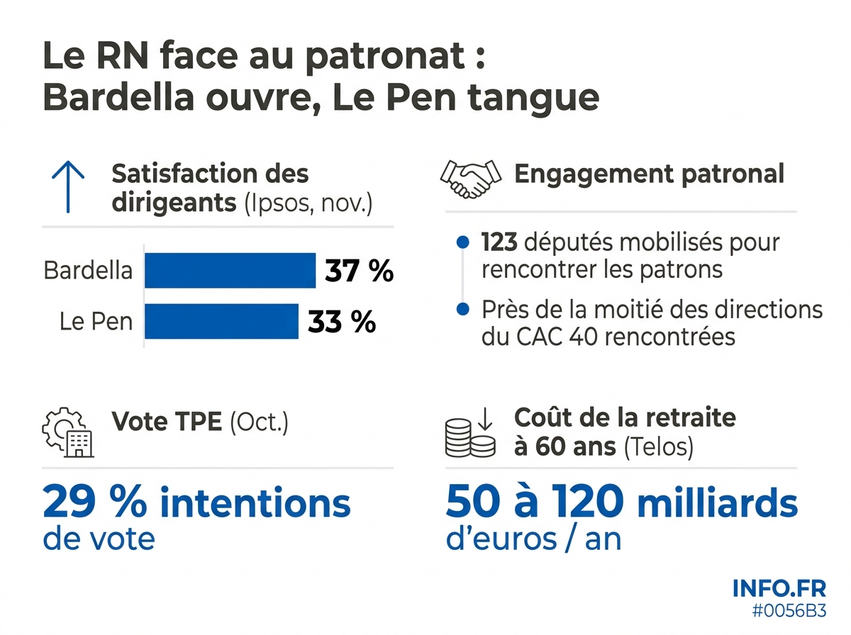 Chiffres clés de l'offensive du RN vers le patronat et de ses contradictions programmatiques en 2025.