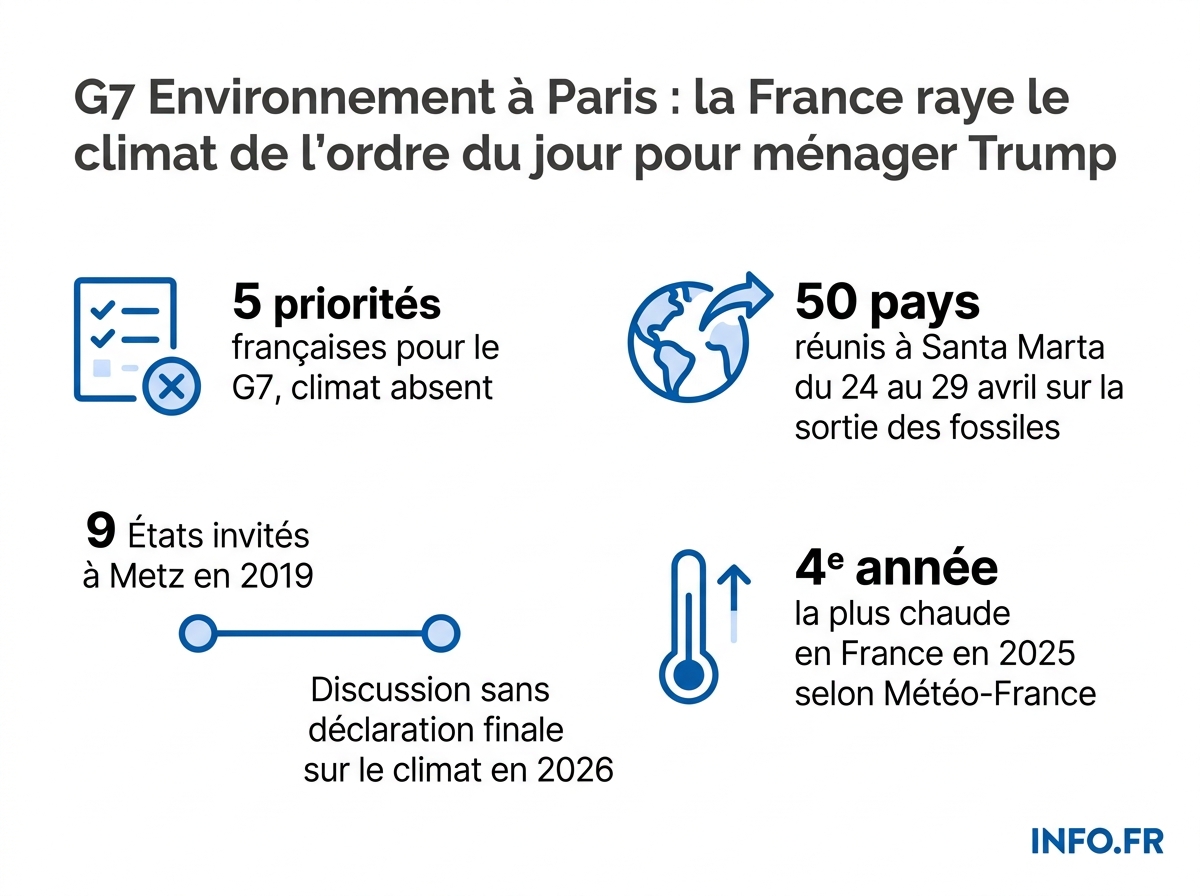 Chiffres clés du G7 Environnement de Paris des 23 et 24 avril 2026 présidé par Monique Barbut.