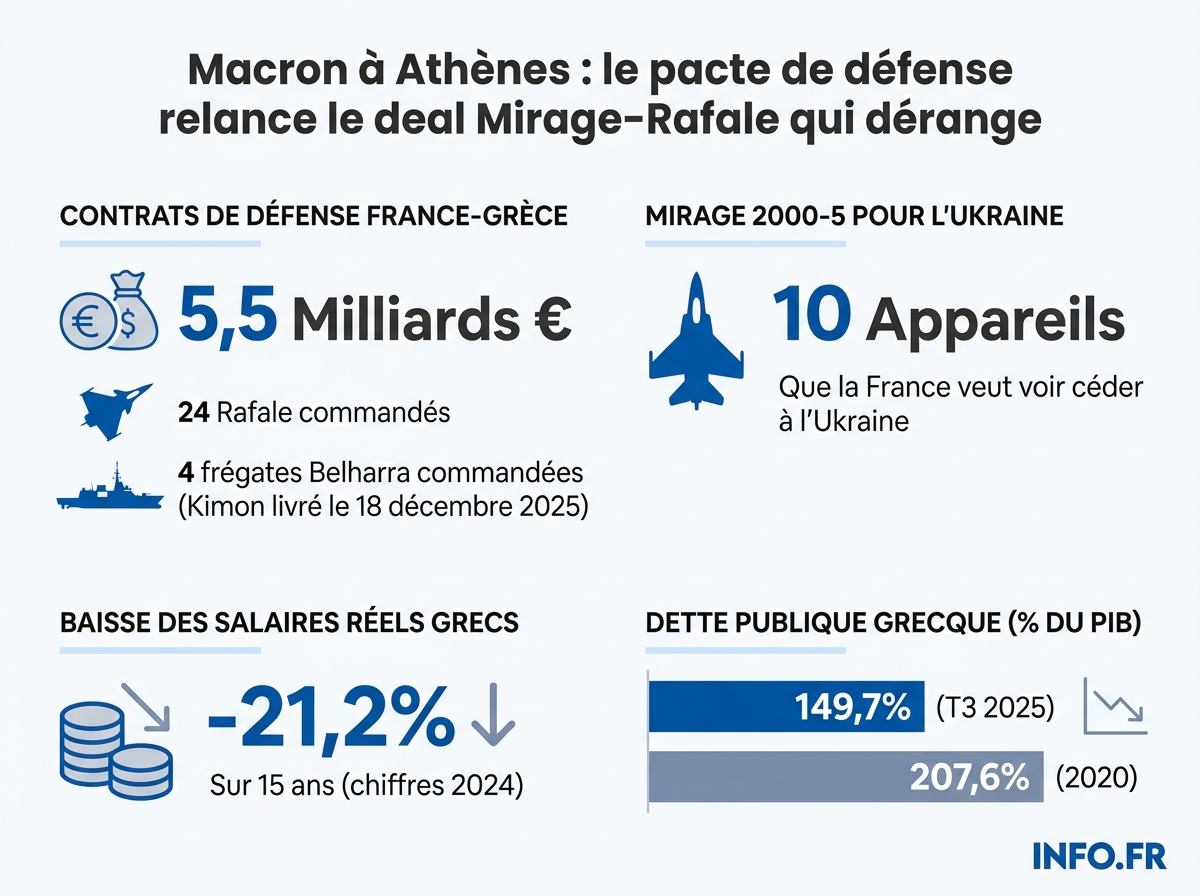 Les chiffres clés du partenariat de défense franco-grec et le contexte économique grec en avril 2026.