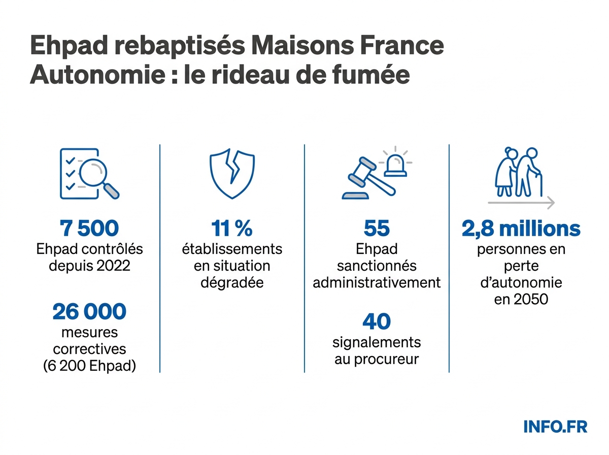 Bilan chiffré du plan de contrôle des Ehpad lancé après le scandale Orpea de janvier 2022.
