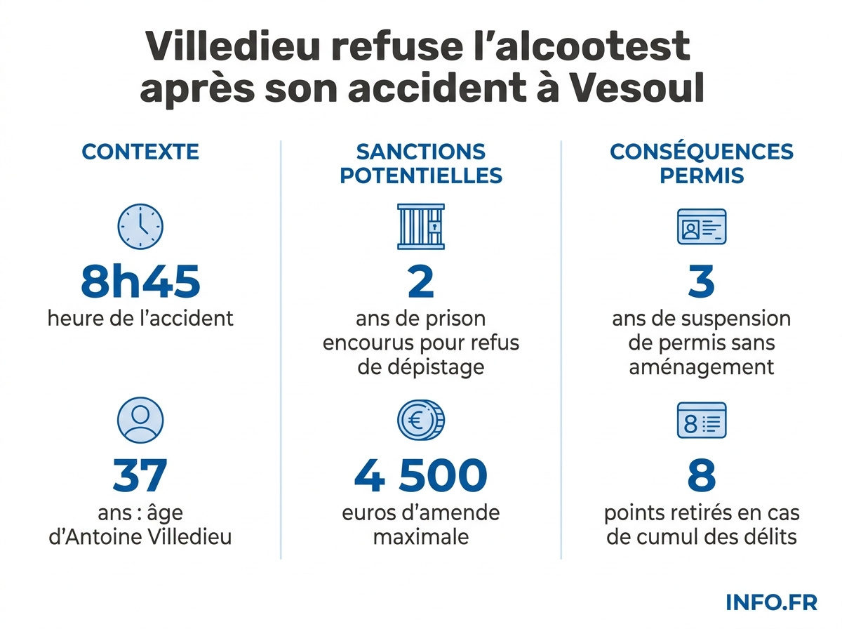 Les sanctions encourues pour refus de dépistage d'alcoolémie selon le Code de la route français.