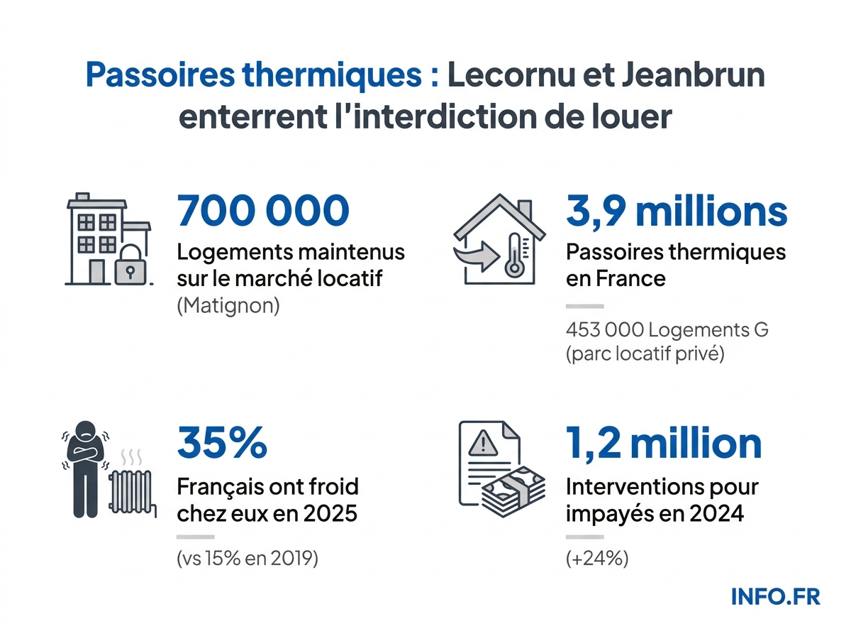 Chiffres clés du sursis accordé aux propriétaires de passoires thermiques en France et de la précarité énergétique des locataires en 2025.