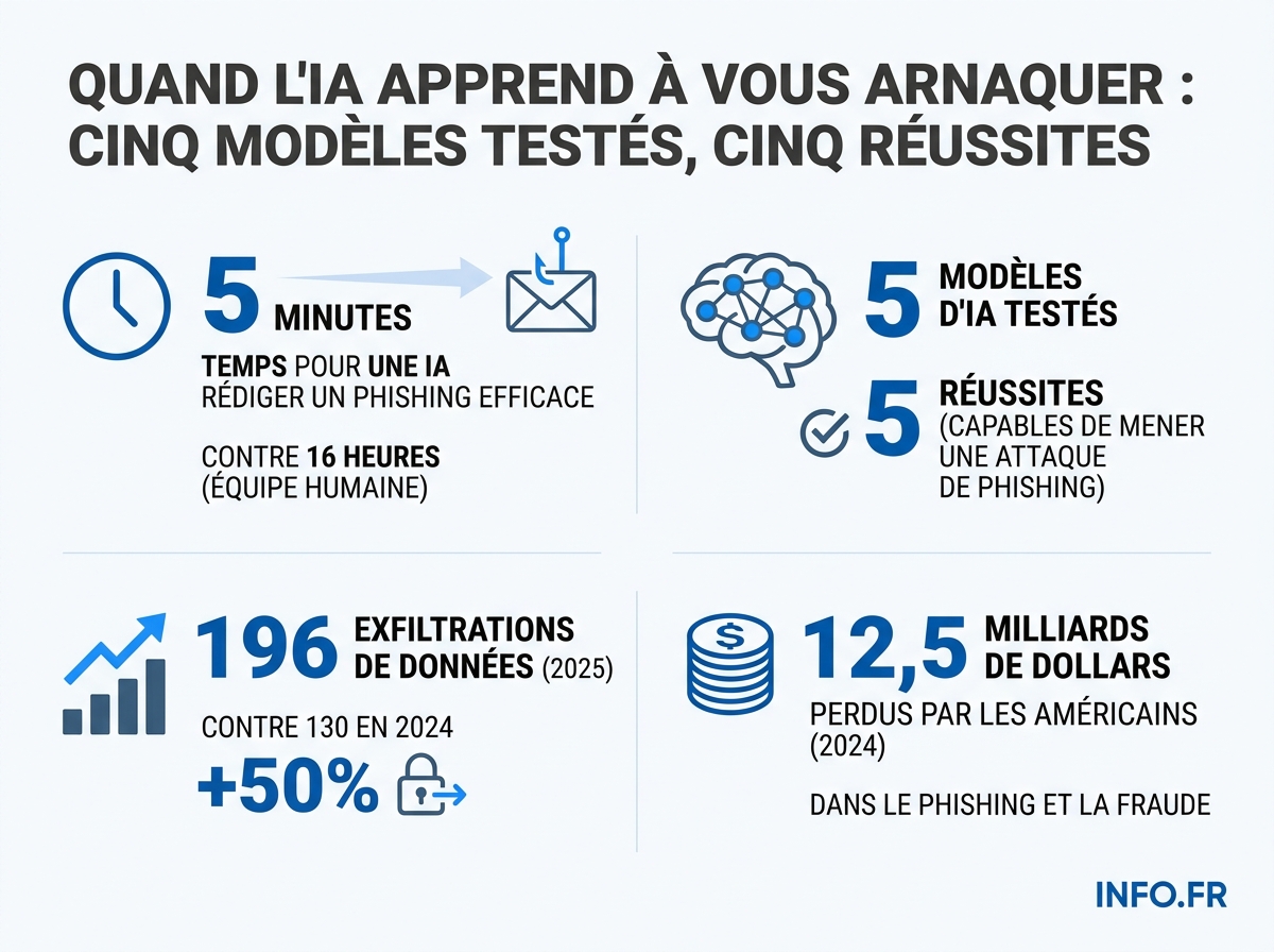 Données chiffrées 2024-2025 sur l'utilisation de l'IA générative dans les attaques de phishing et la cybermenace en France selon l'Anssi.