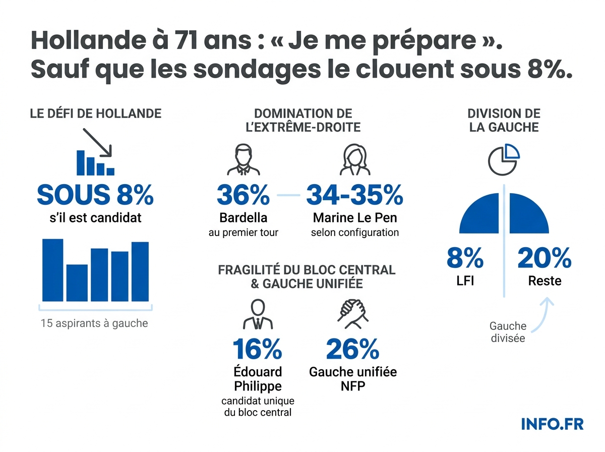 Intentions de vote au premier tour de la présidentielle 2027 selon le sondage Ifop-Fiducial du 4 mars 2026.