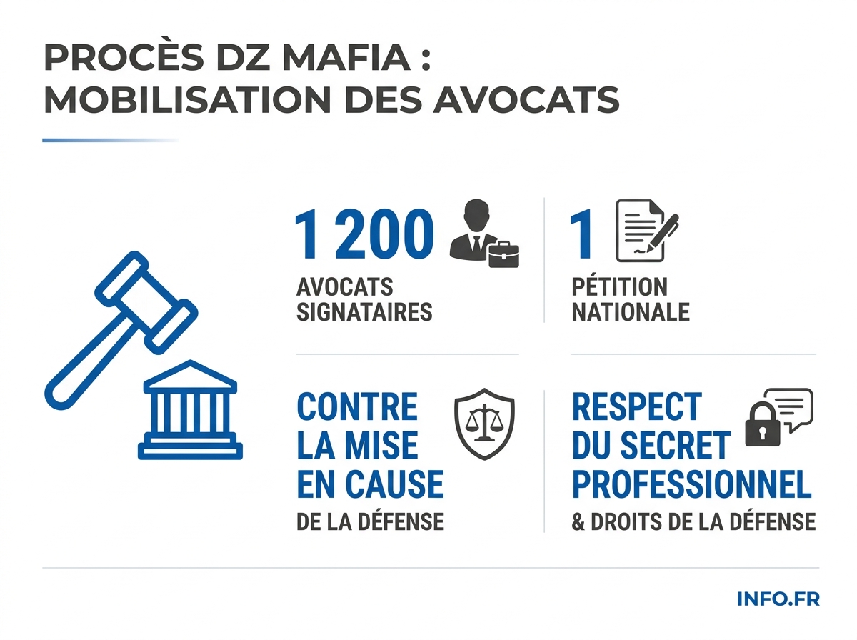 Chiffres clés de la mobilisation de la profession d'avocat après la saisine ordinale de quatre confrères du procès DZ Mafia.