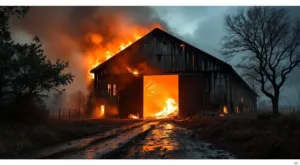 Gaillac : un hangar agricole part en fumée à Terre-de-Bancalié