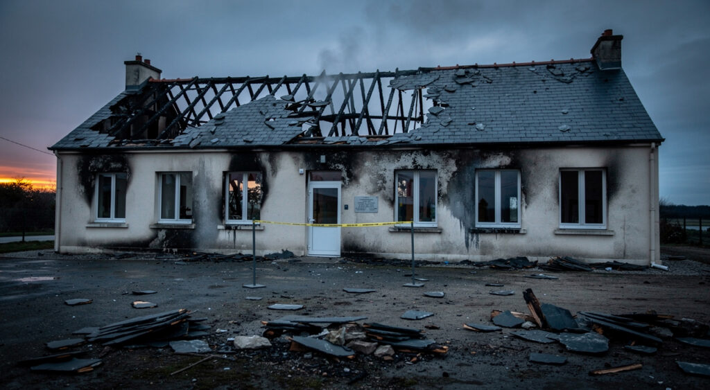 Incendie à l&rsquo;école maternelle de Saint-Marc-le-Blanc : 100 m² de toiture détruits