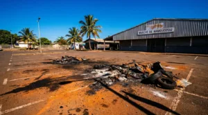 Incendie sur le parking du grand marché de Mamoudzou : deux voitures calcinées