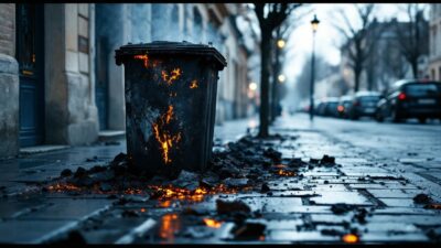 Lannion : feux de poubelles et vitres brisées, le centre-ville à nouveau visé
